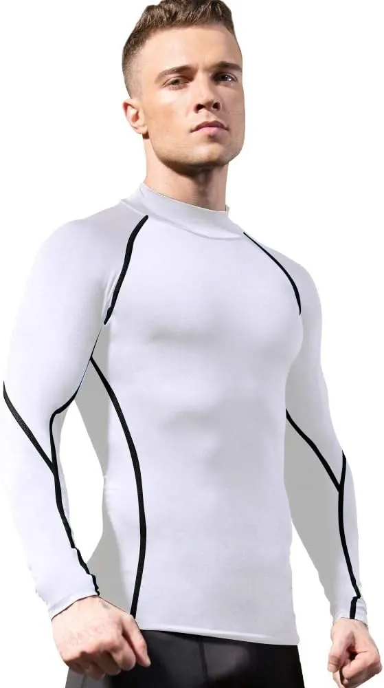 2/3 Pack Men's Compression Shirts Long Sleeve Workout Shirts Mock Turtleneck Athletic Base Layer Active Undershirts Tops