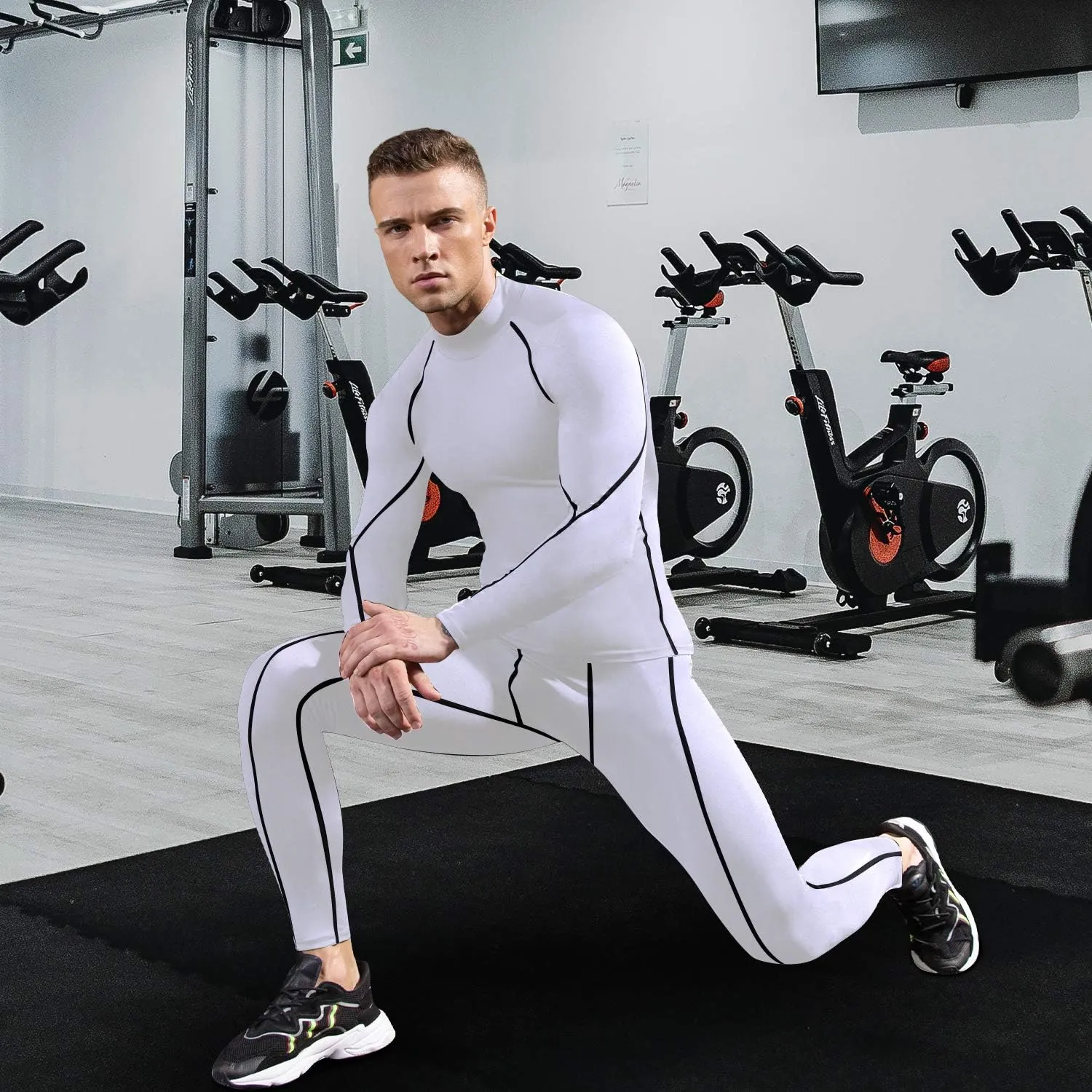 2/3 Pack Men's Compression Shirts Long Sleeve Workout Shirts Mock Turtleneck Athletic Base Layer Active Undershirts Tops