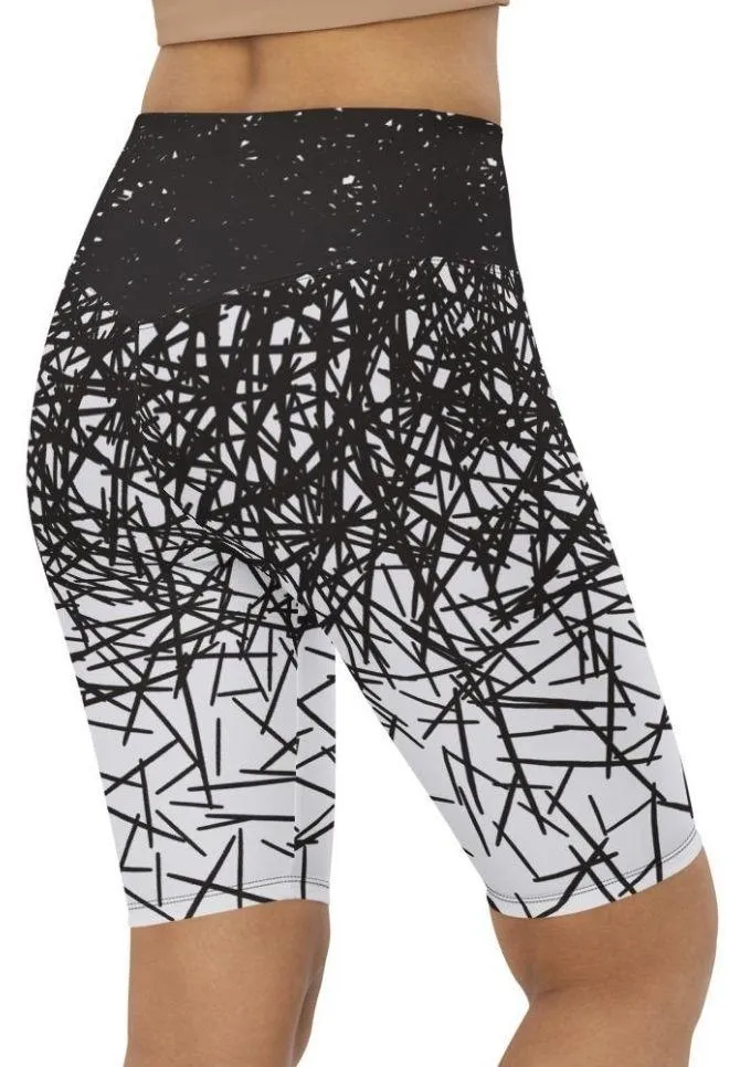 Black & White Ombre Biker Shorts