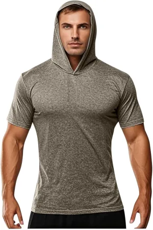 Cambkatl Men's Short Sleeve Sun Protection Hoodies UPF 50  Workout Tops Quick Dry Rash Guard Fishing Hiking Sun Shirts