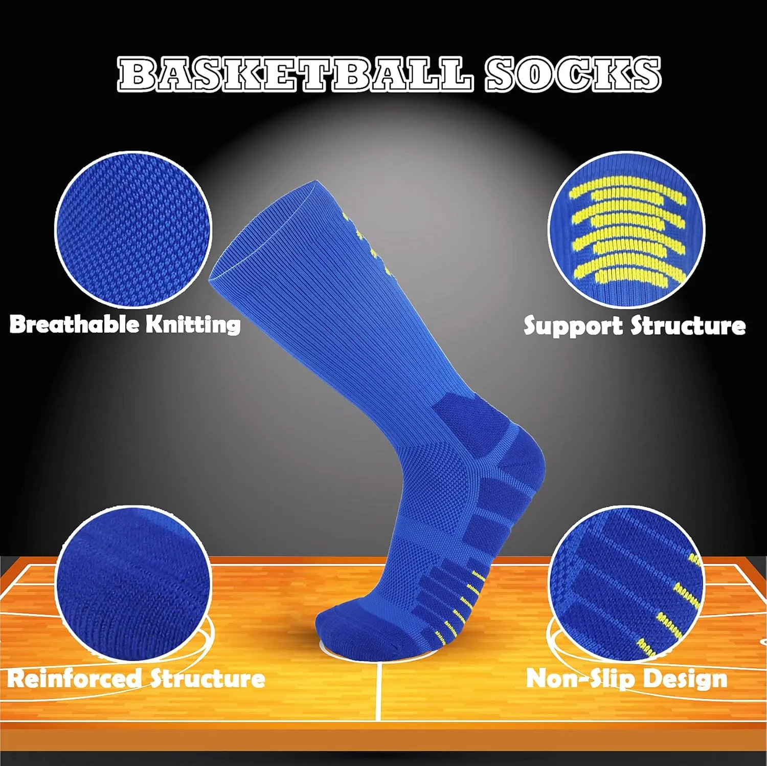 Elite Basketball Socks, Cushion Crew Athletic Sport Compression Socks for Men Women Youth
