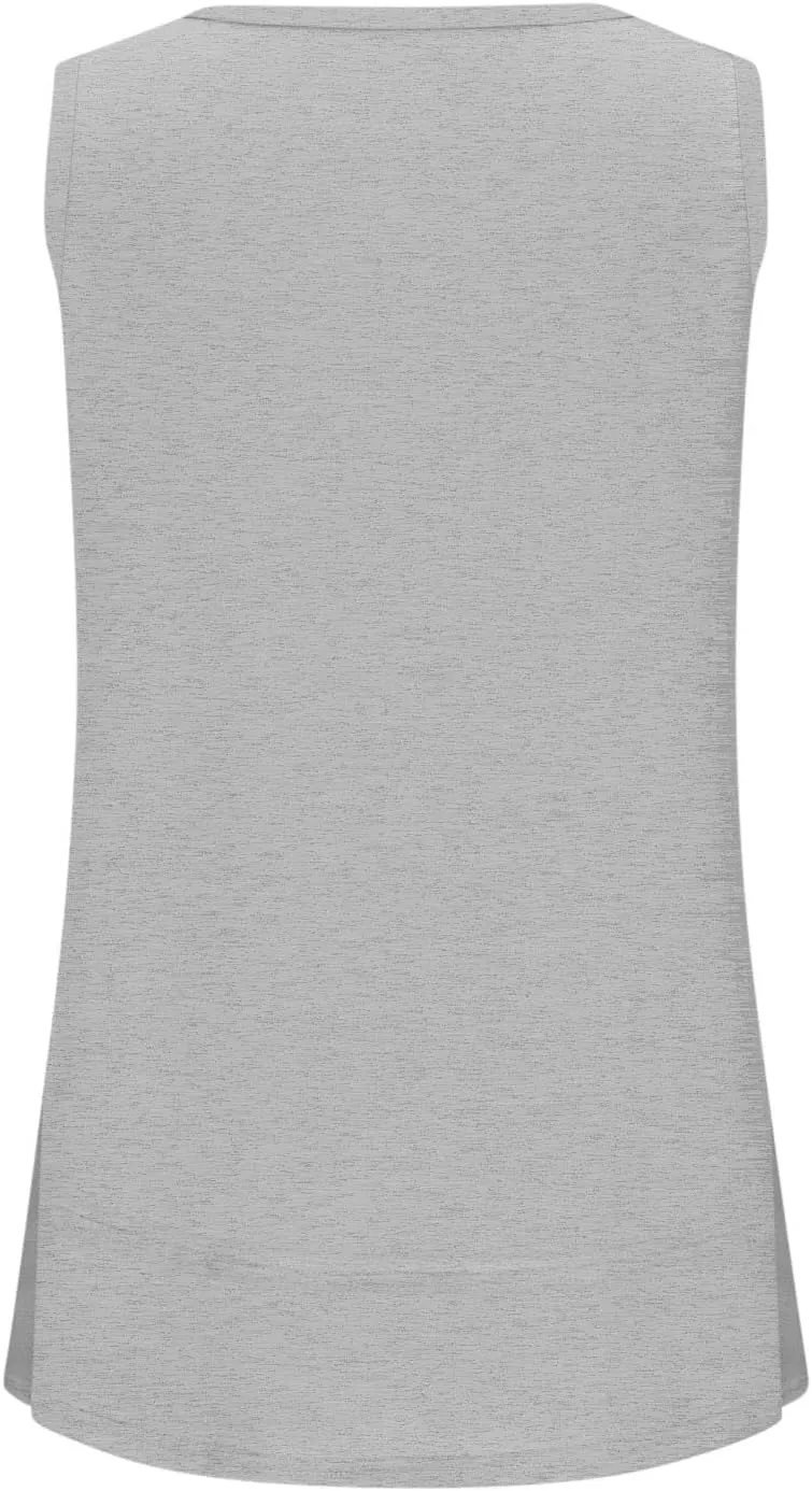 Flowy Side Split Basic Tank Tops for Women Summer Casual Comfy Boat Neck Sleeveless Shirt Loose Fit Beach Tunic Top
