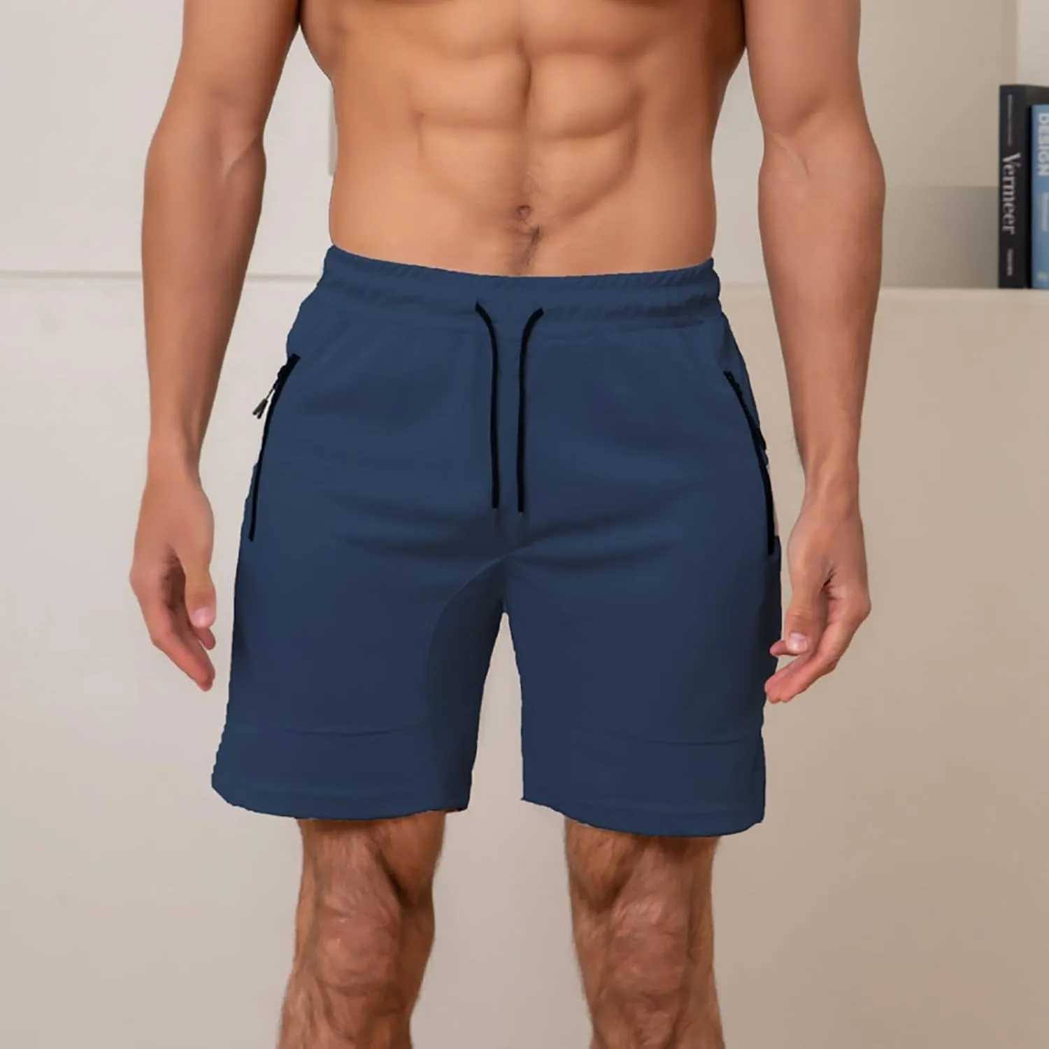 Fxbar Men's 7" Swim Trunks Quick Dry with Zipper Pockets Gym Workout Shorts & Beach Swimming Shorts for Men
