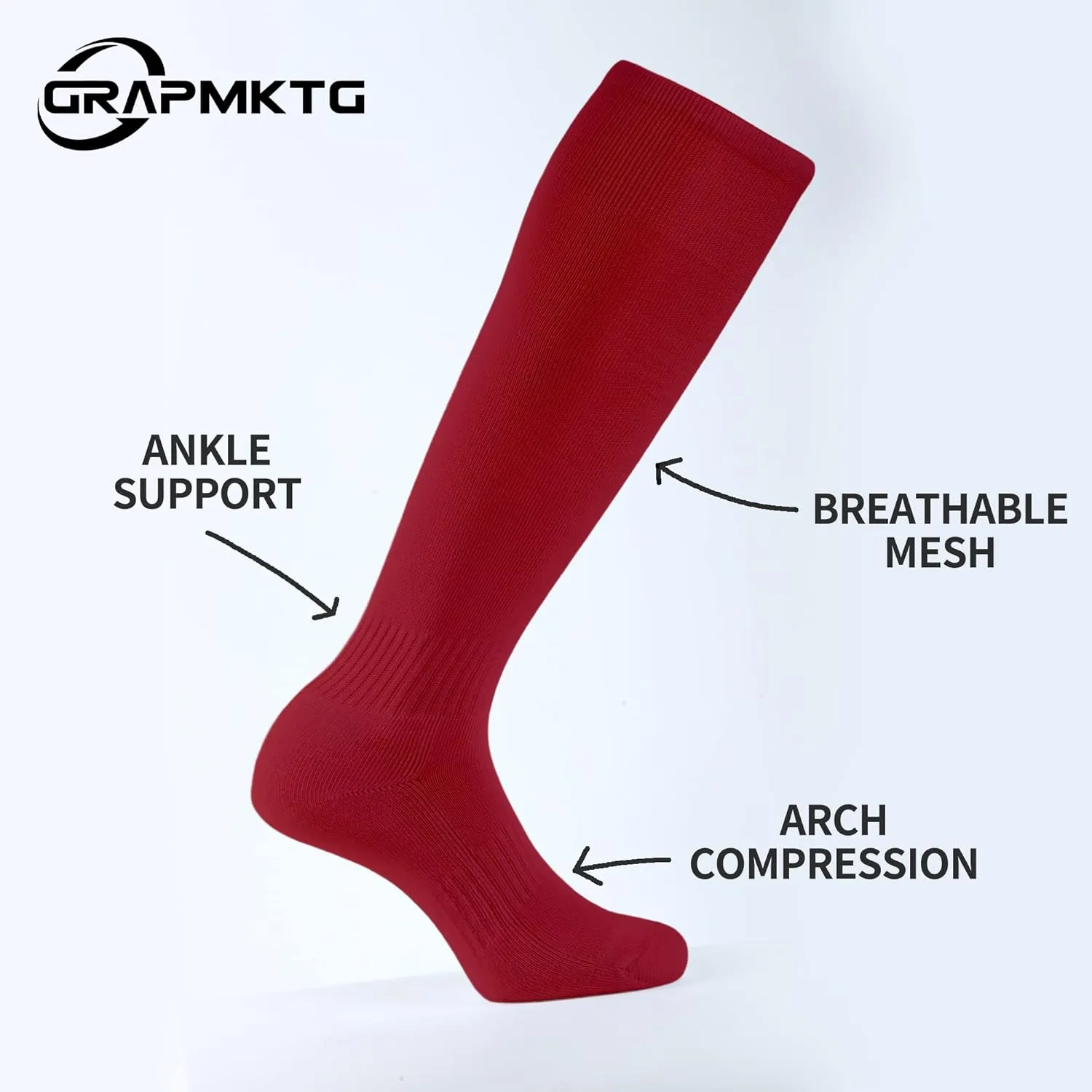 GRAPMKTG 3 Pack Softball Soccer Socks Baseball Football Socks for Youth Men and Women