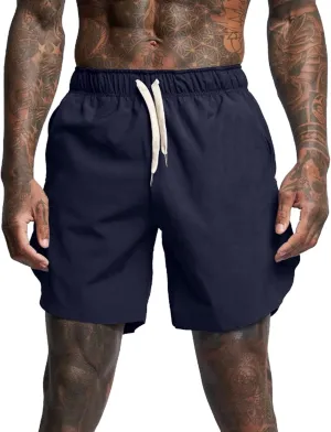Gym Shorts Men, Men's Running Athletic Shorts 7" Workout Lightweight Elastic Waist Quick Dry Basketball Shorts with Pocket