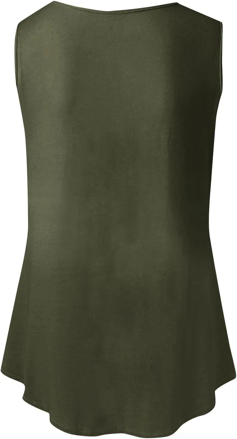 HGps8w Casual Tank Top for Women Basic Solid Loose Fit 2025 Summer Sleeveless Going Out Flowy Tunic Tee Shirts