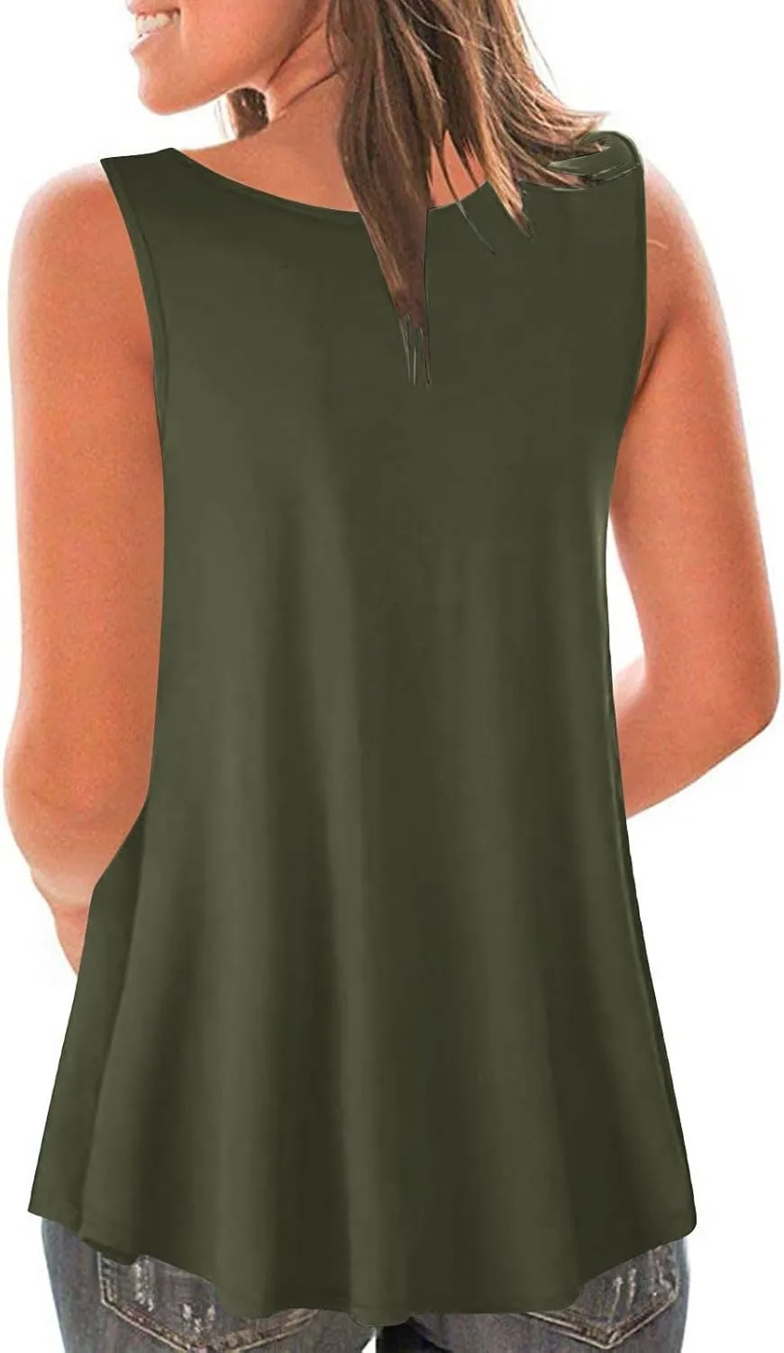 HGps8w Casual Tank Top for Women Basic Solid Loose Fit 2025 Summer Sleeveless Going Out Flowy Tunic Tee Shirts