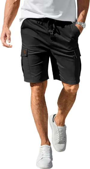 HOTake Men's Casual Cargo Jogger Shorts Drawstring Elastic Waist Summer Beach Shorts Athletic Stretch Short with 6 Pockets