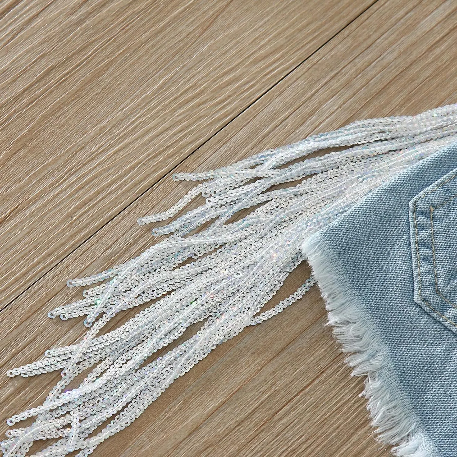 Infant Baby Girls Tassel Denim Shorts Toddler Wide Leg Ripped Short Jeans Fashion Outwear Bottoms with Button