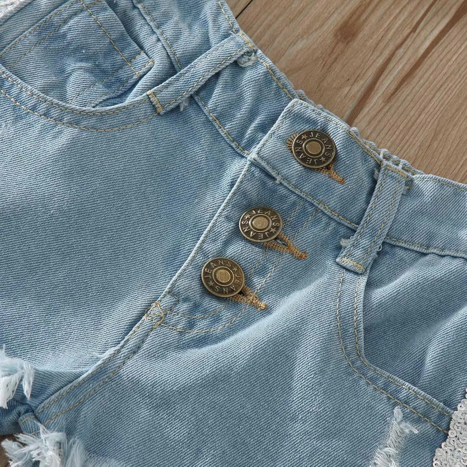 Infant Baby Girls Tassel Denim Shorts Toddler Wide Leg Ripped Short Jeans Fashion Outwear Bottoms with Button