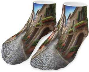 Italian Town Street Socks Low Cut Ankle Short Sock Novelty Casual Invisible Liner Socks for Men Women