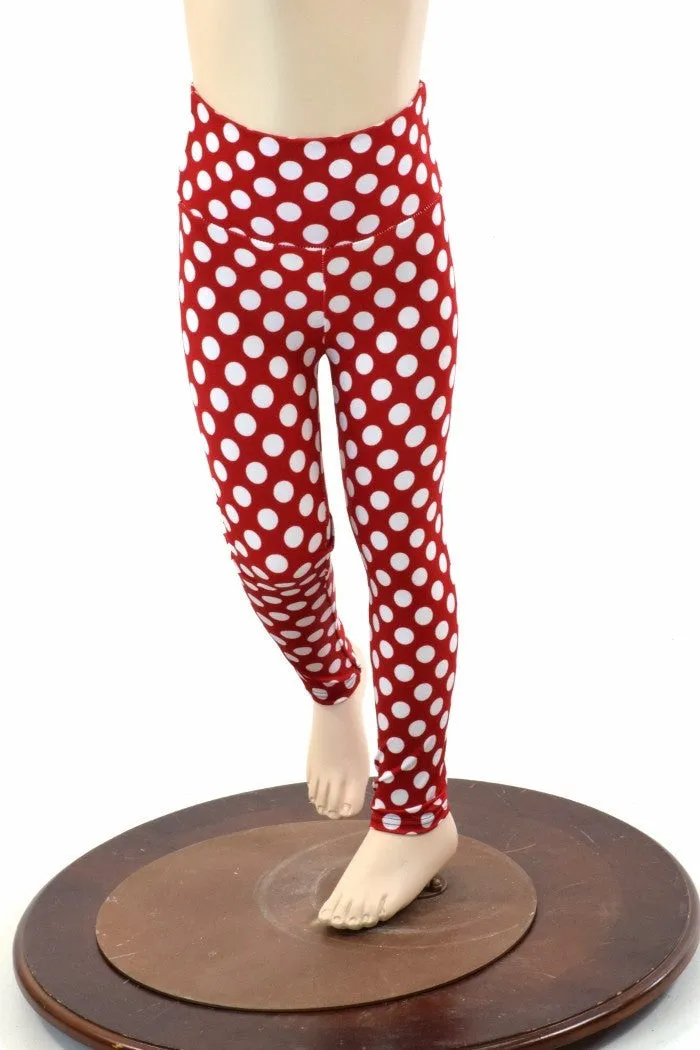 Kids Red & White Polka Dot Leggings