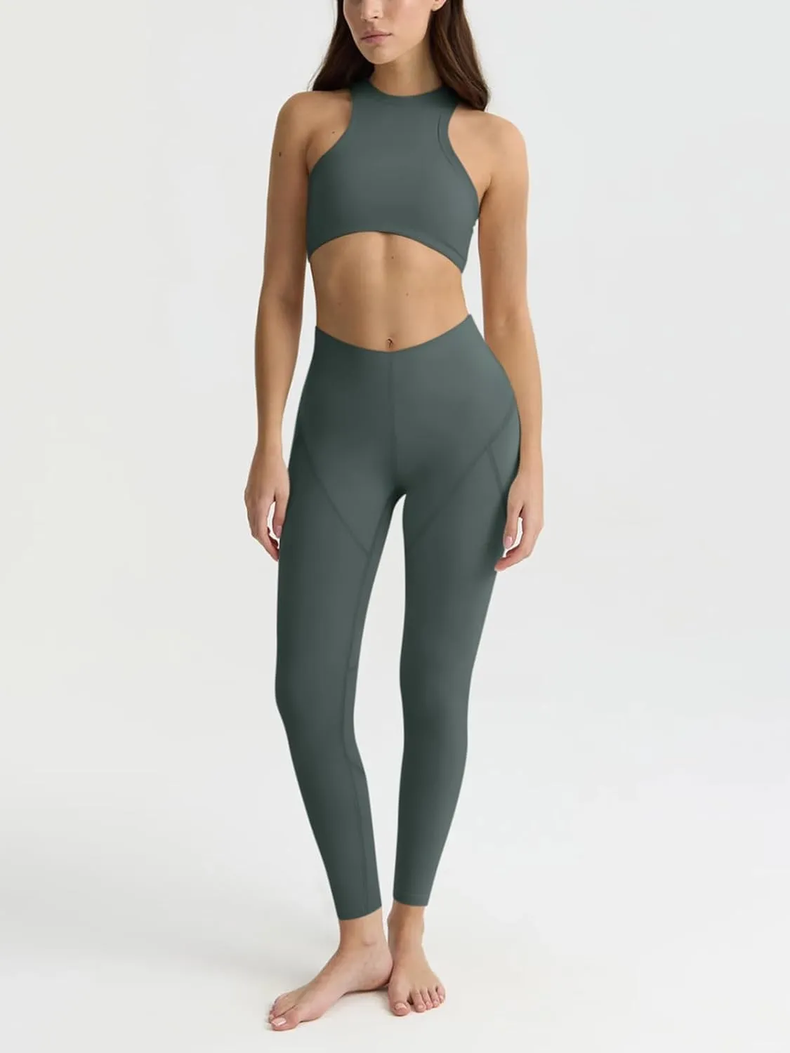 LASLULU V-High Waist Workout Leggings for Women 26" Tummy Control Buttery Soft Compression Leggings Yoga Workout Pants