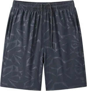 Men's Quick Dry Elastic Shorts Summer Plus Size with Pockets Bermuda Casual Gym Running Print Trunks Sports Gym