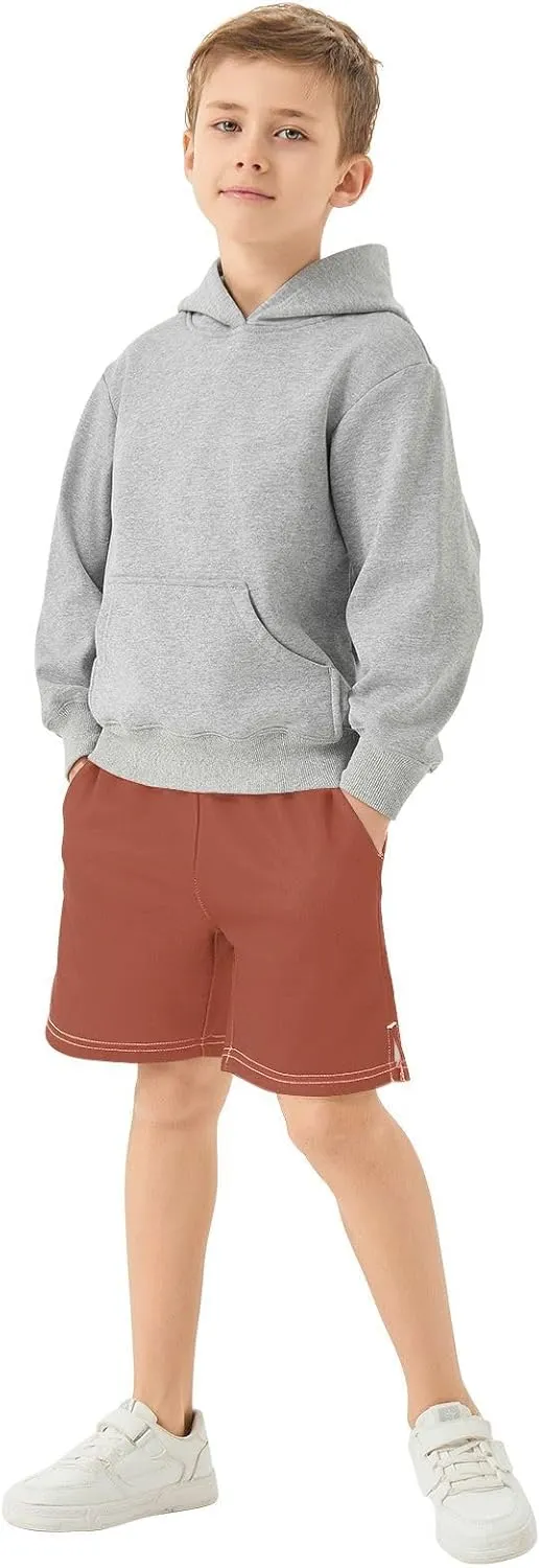 Solid Color Boys Athletic Shorts Lightweight Kids Active Basketball Shorts with Pockets