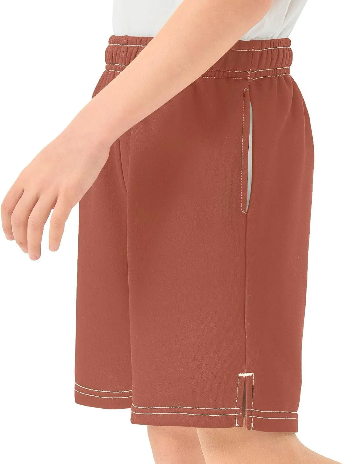 Solid Color Boys Athletic Shorts Lightweight Kids Active Basketball Shorts with Pockets