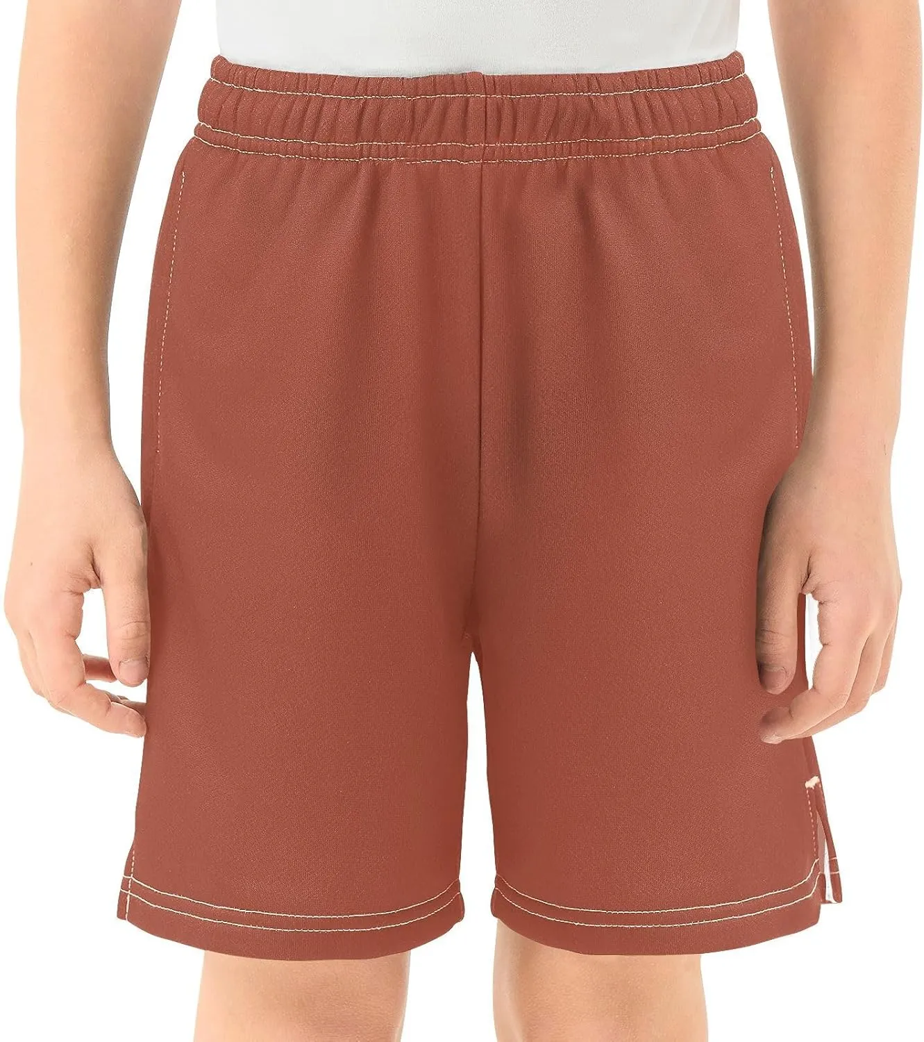 Solid Color Boys Athletic Shorts Lightweight Kids Active Basketball Shorts with Pockets