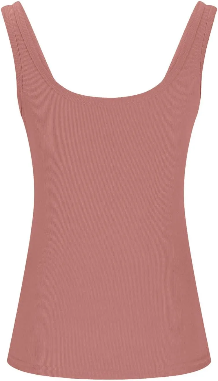 Women Sexy Square Neck Tank Tops Basic Ribbed Knit Sleeveless Shirts Summer Casual Slim Fit Yoga Workout Cami Tees