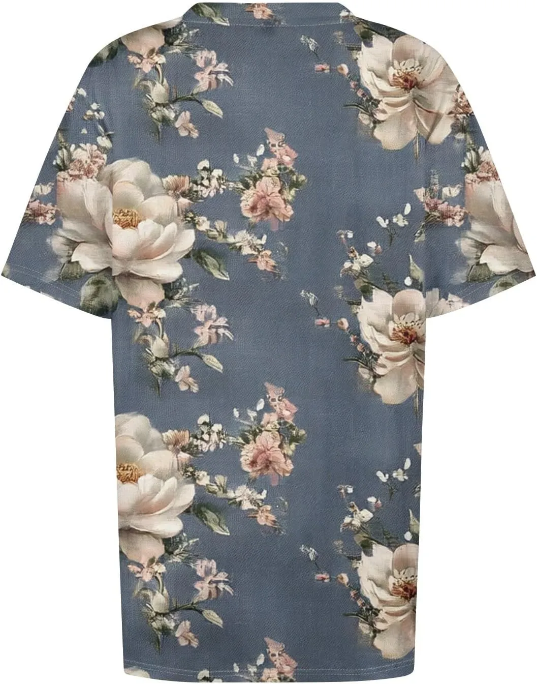 Womens Plus Size V Neck T Shirts 2025 Summer Short Sleeve Tee Blouses Casual Loose Fit Cotton Tunic Tops Floral Print