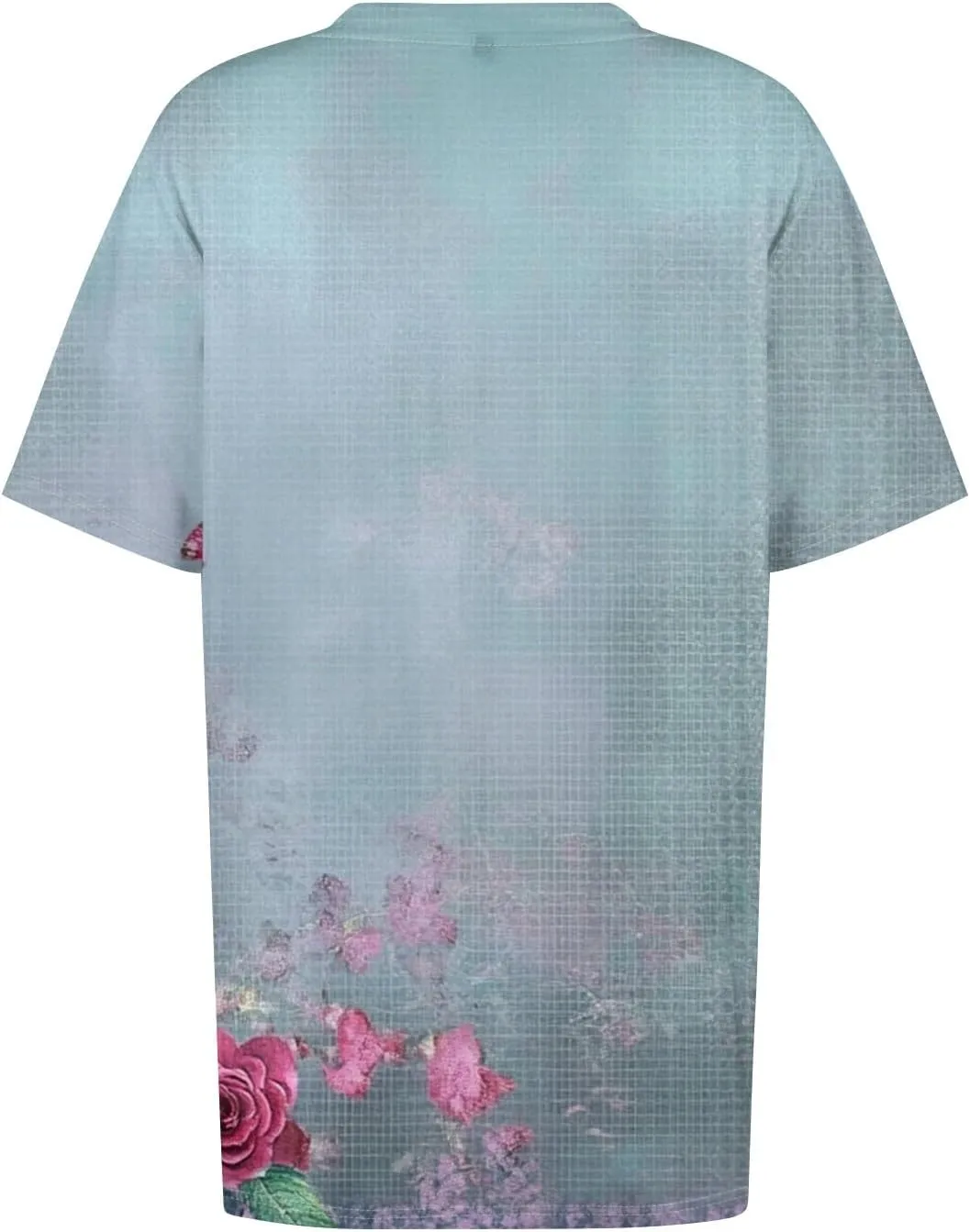 Womens Plus Size V Neck T Shirts 2025 Summer Short Sleeve Tee Blouses Casual Loose Fit Cotton Tunic Tops Floral Print